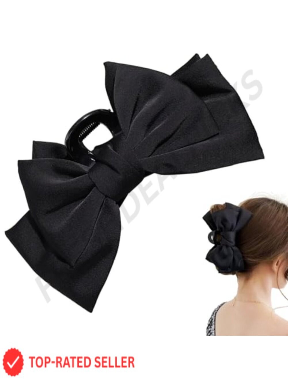 Large Bow Hair Claw Clip 5.9 Inch Fabric Jaw Clip Retro Hair Accessory